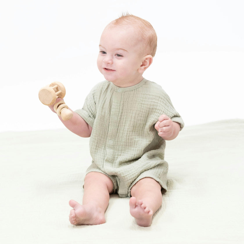 Solid Muslin Desert Green - Dolman Henley Shortall