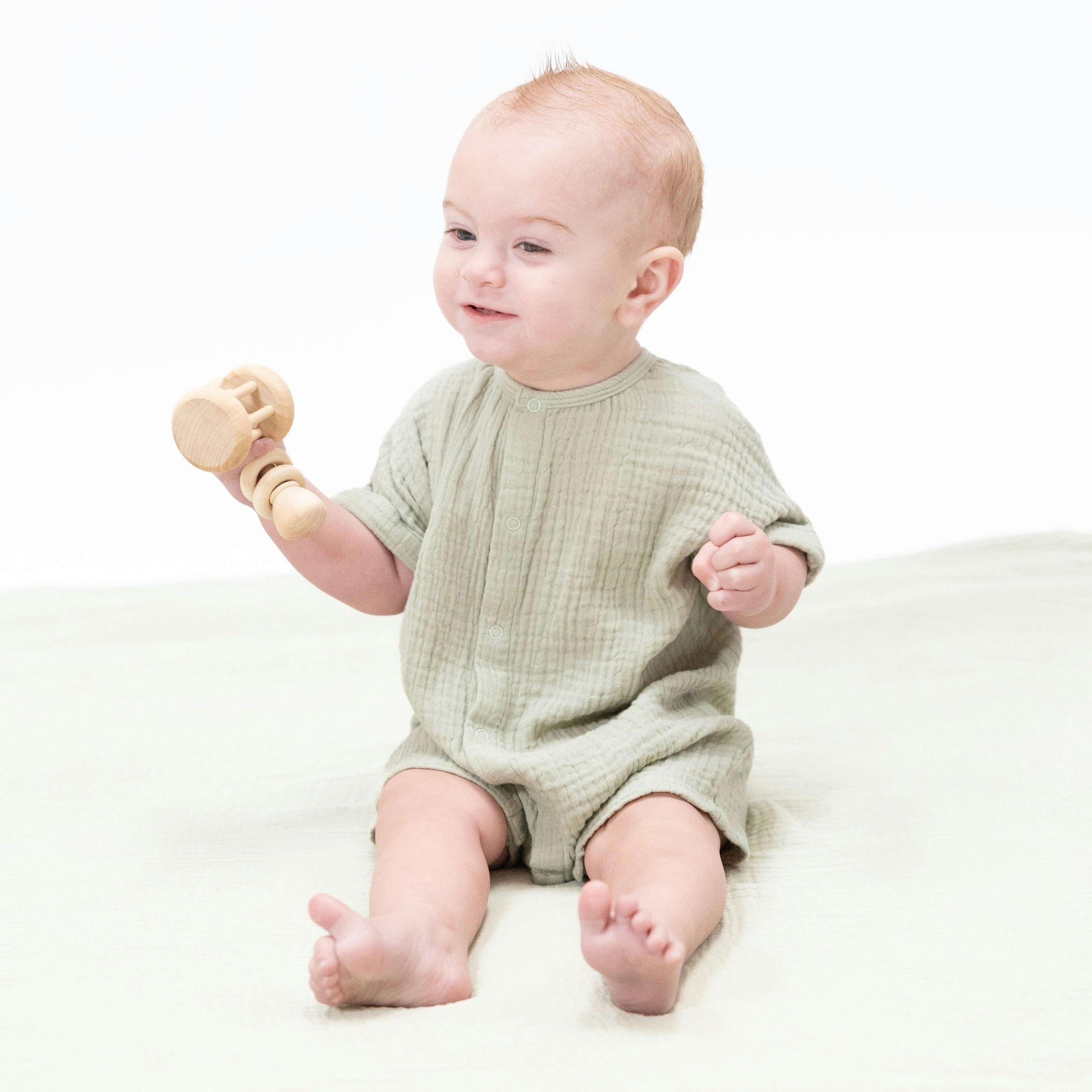 Solid Muslin Desert Green - Dolman Henley Shortall