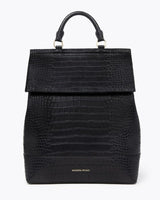 Chic, Stylish Padded Laptop Sleeve Backpack, Black Croc