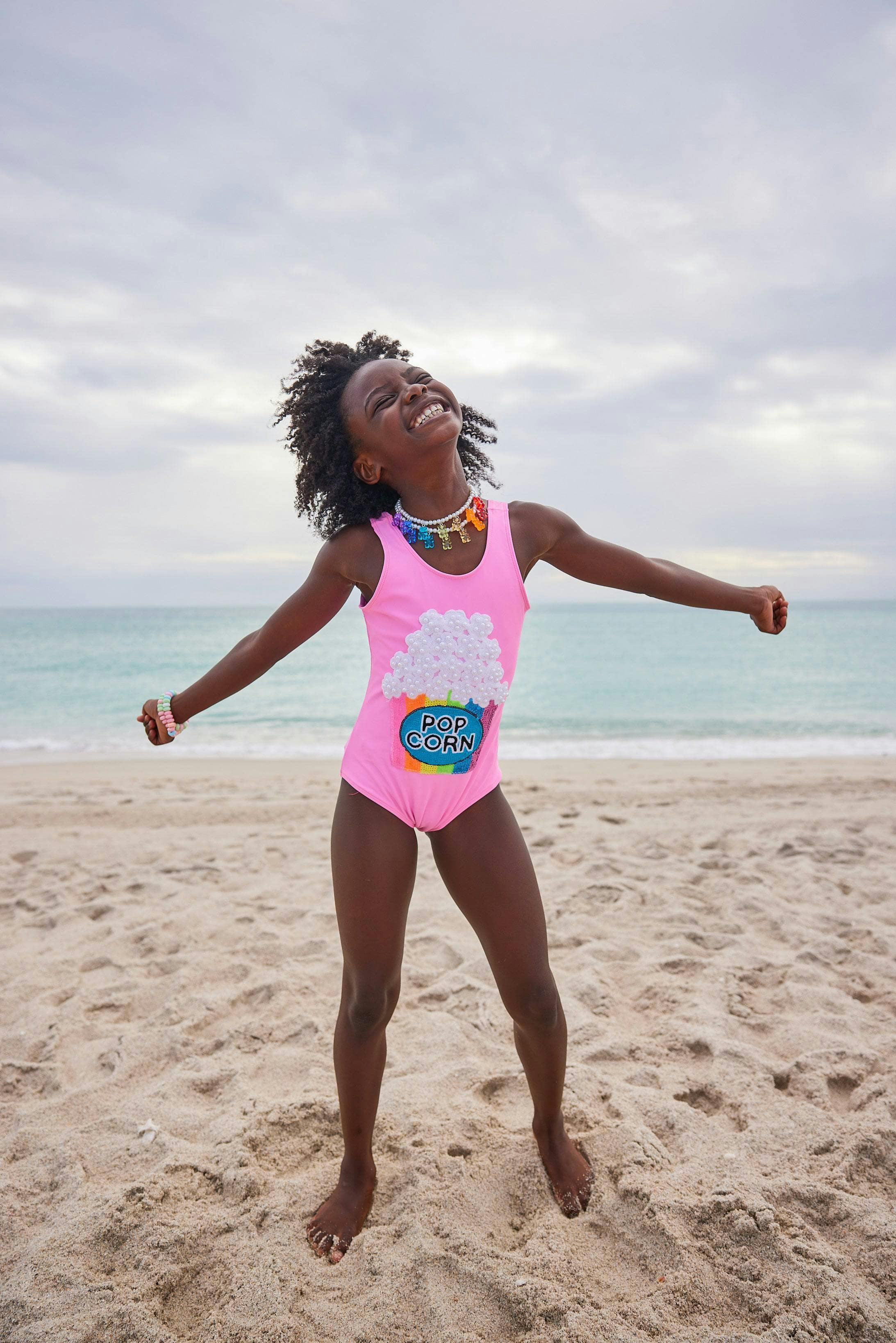 Popcorn & Pearls Sleeveless One-Piece Swimsuit
