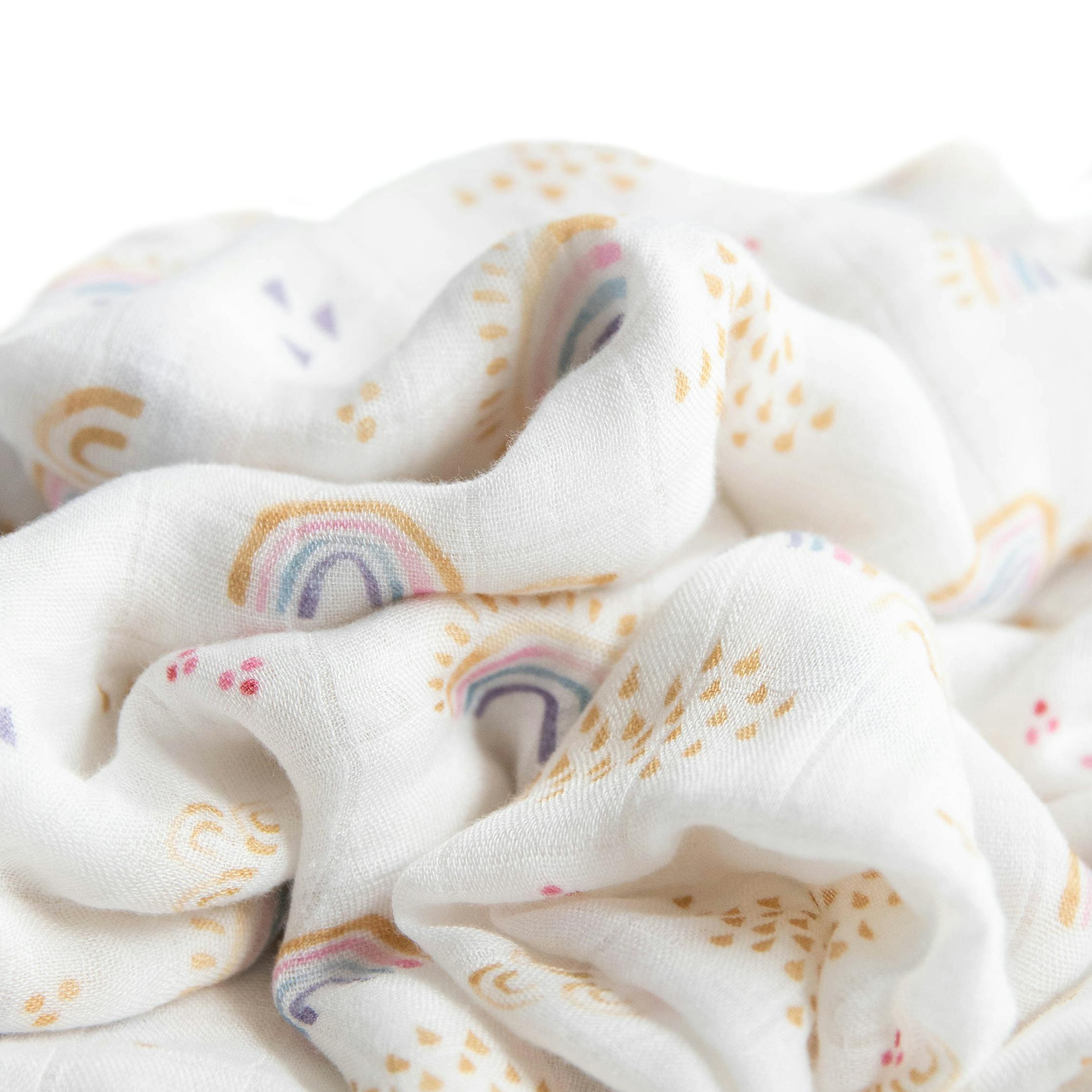 Deluxe Muslin Swaddle Blanket - Rainbows & Raindrops