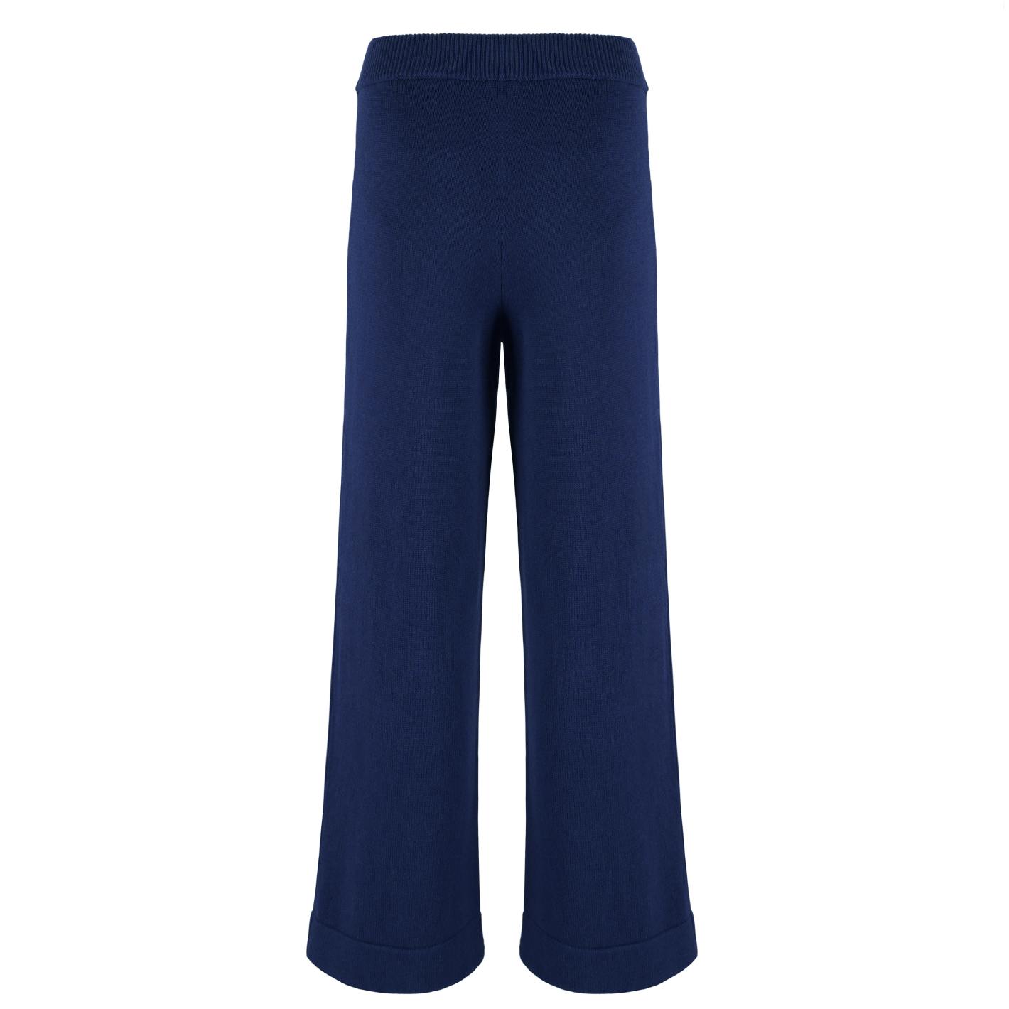 women's navy wide leg knit pant