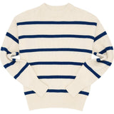 Women's Cream And Navy Wide Stripe Knit Sweater