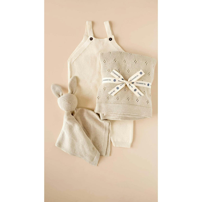 Pique Blanket and Bunny Lovey Gift Set - Birch