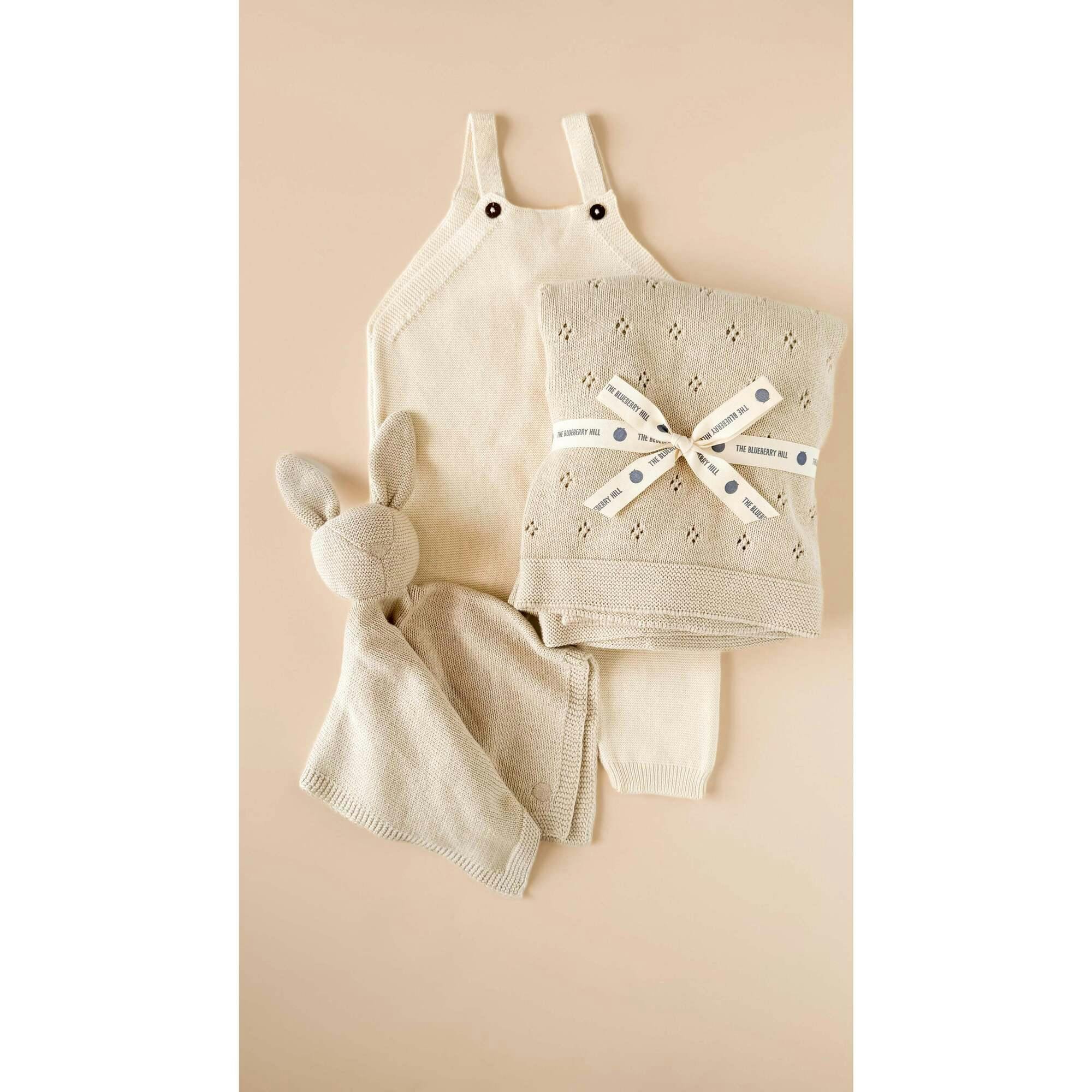 Pique Blanket & Bunny Lovey Gift Set, Birch | Organic Cotton