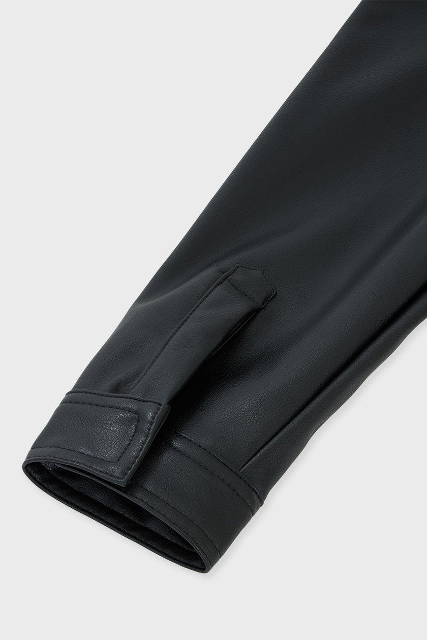 Faux Leather Boxy Shirt