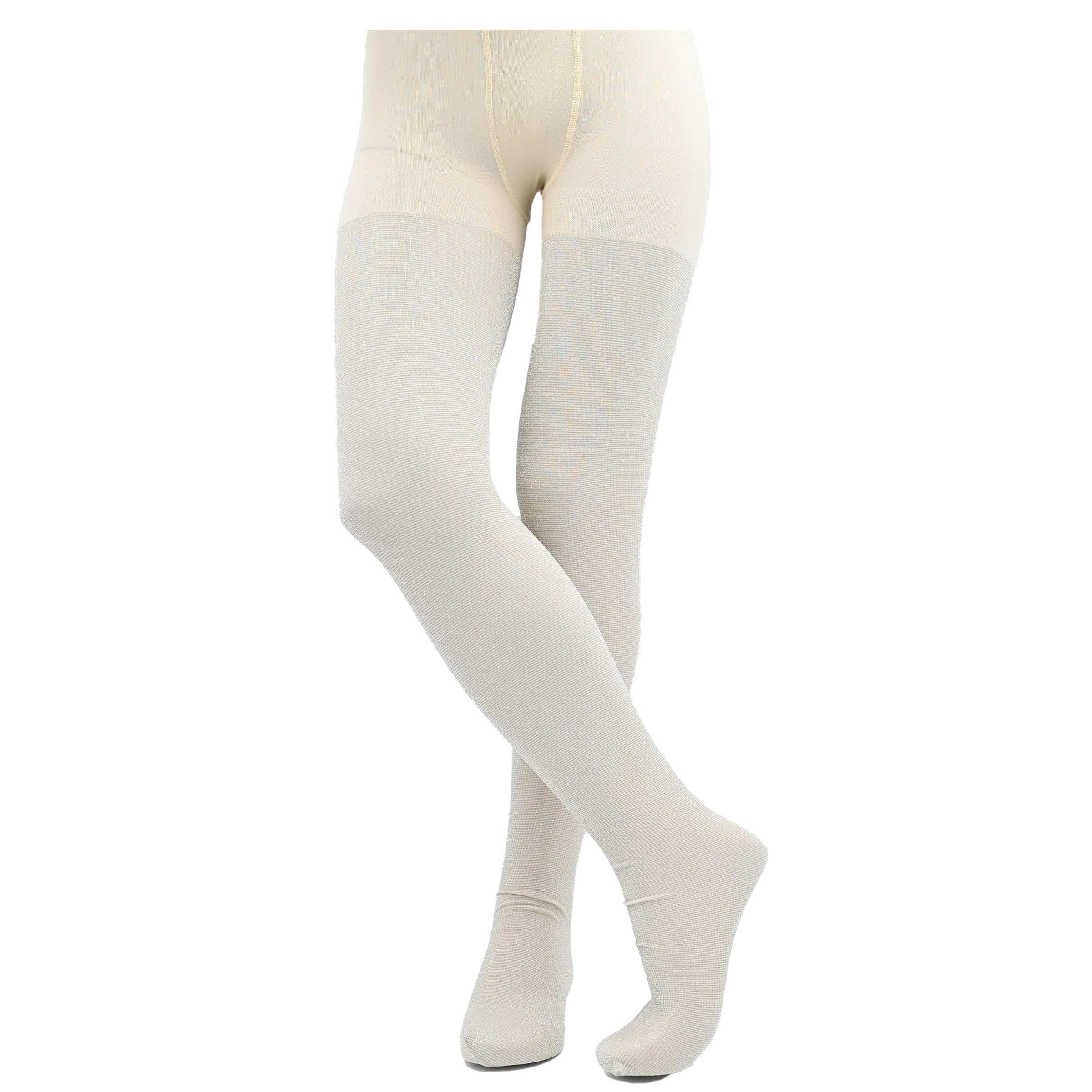 Beige Sparkled Cotton Tights