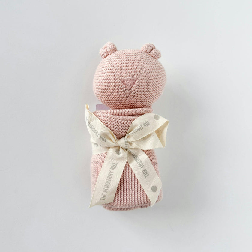 Organic Cotton Bear Lovey, Blush