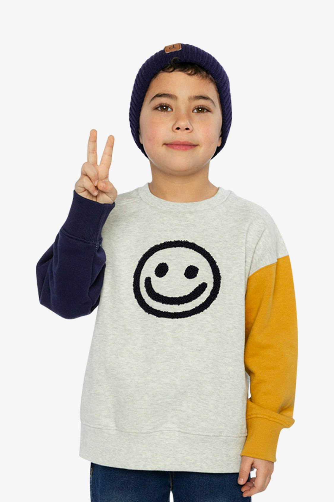 Fleece Sweatshirt Heather Grey, Yellow And Blue