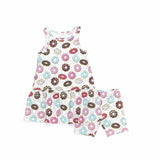 Sleeveless Drop Waist Dress With Matching Shorts