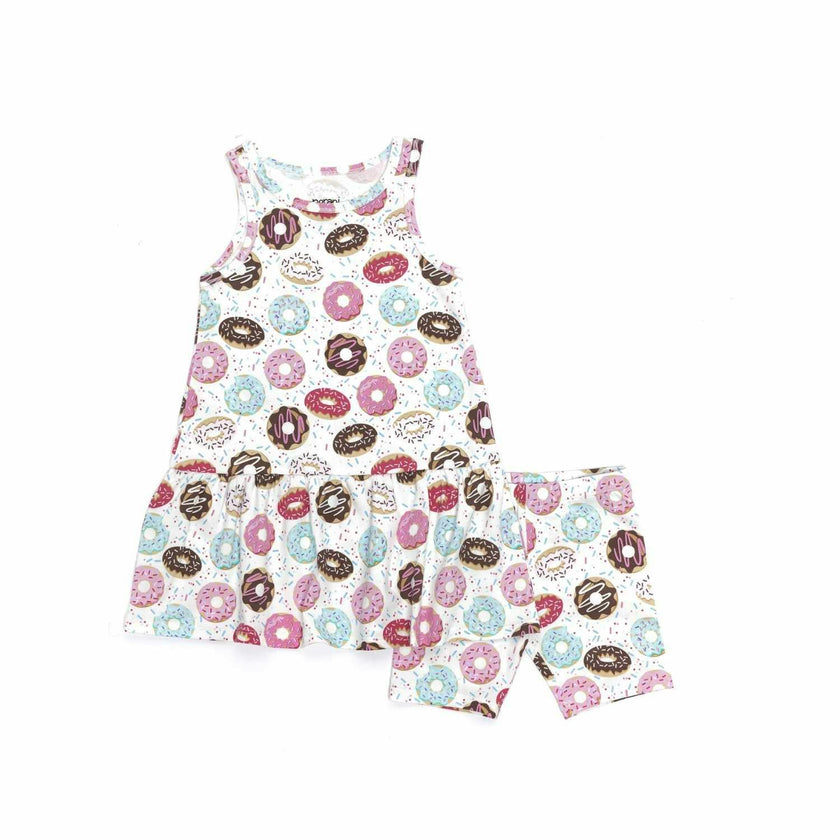 Sleeveless Drop Waist Dress With Matching Shorts