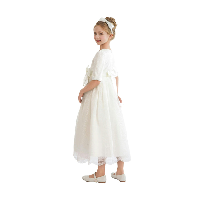 White Shannora Puff Sleeve Formal Dress