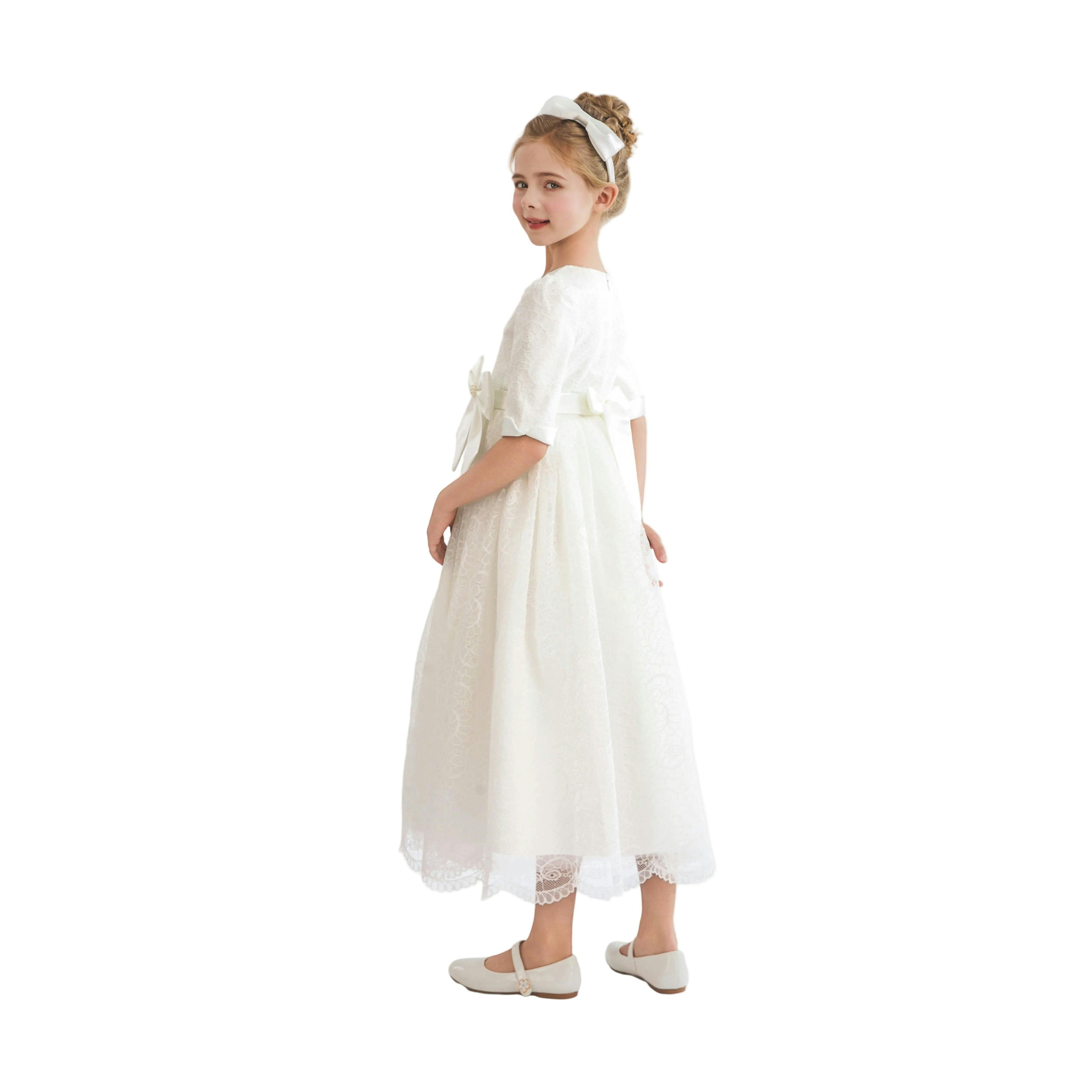 White Shannora Puff Sleeve Formal Dress