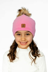 Jersey Hat With Pompom Pink