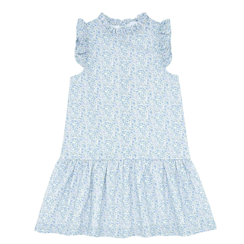 girls slate floral drop waist dress