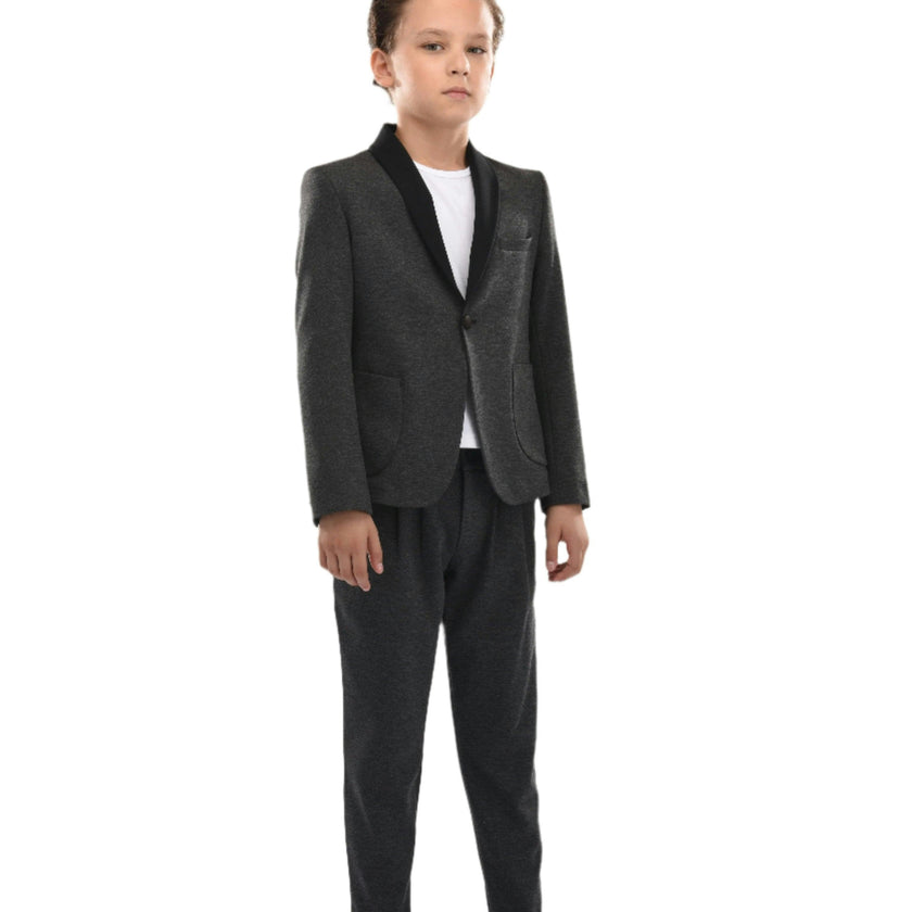 Gray Shawl Lapel Blazer