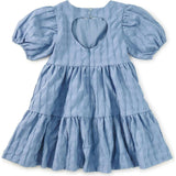 Pleated Heartback Dress, Grey