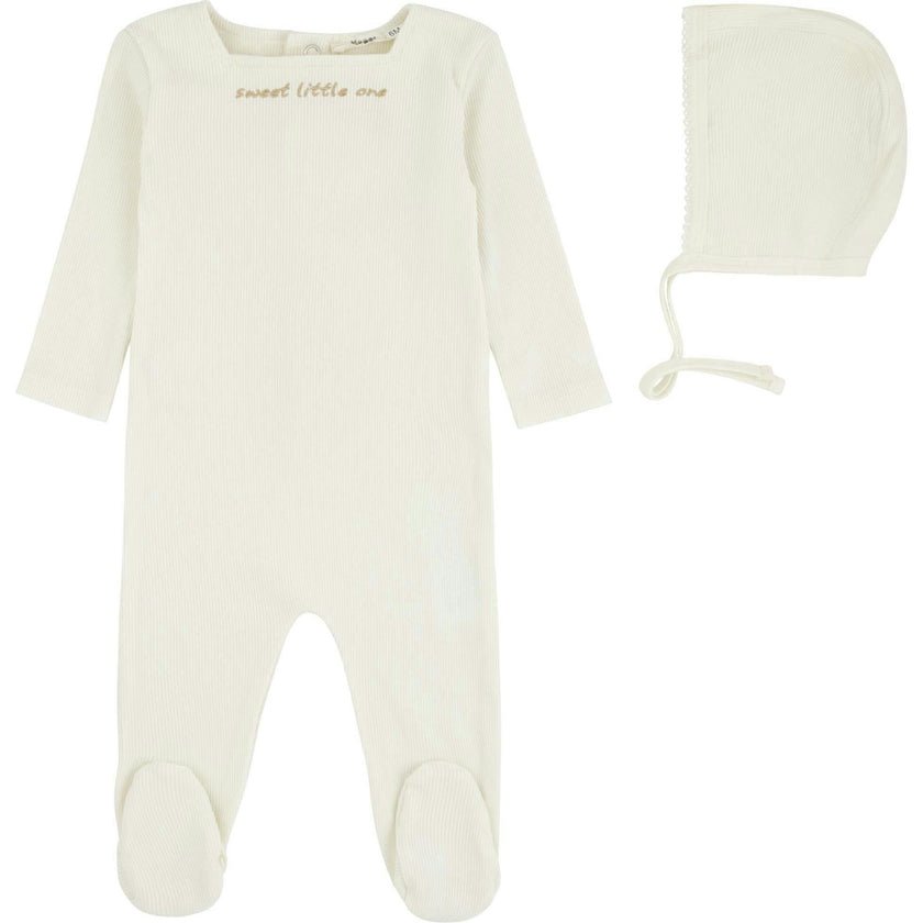 Sweet Little One Footie And Bonnet, Ivory