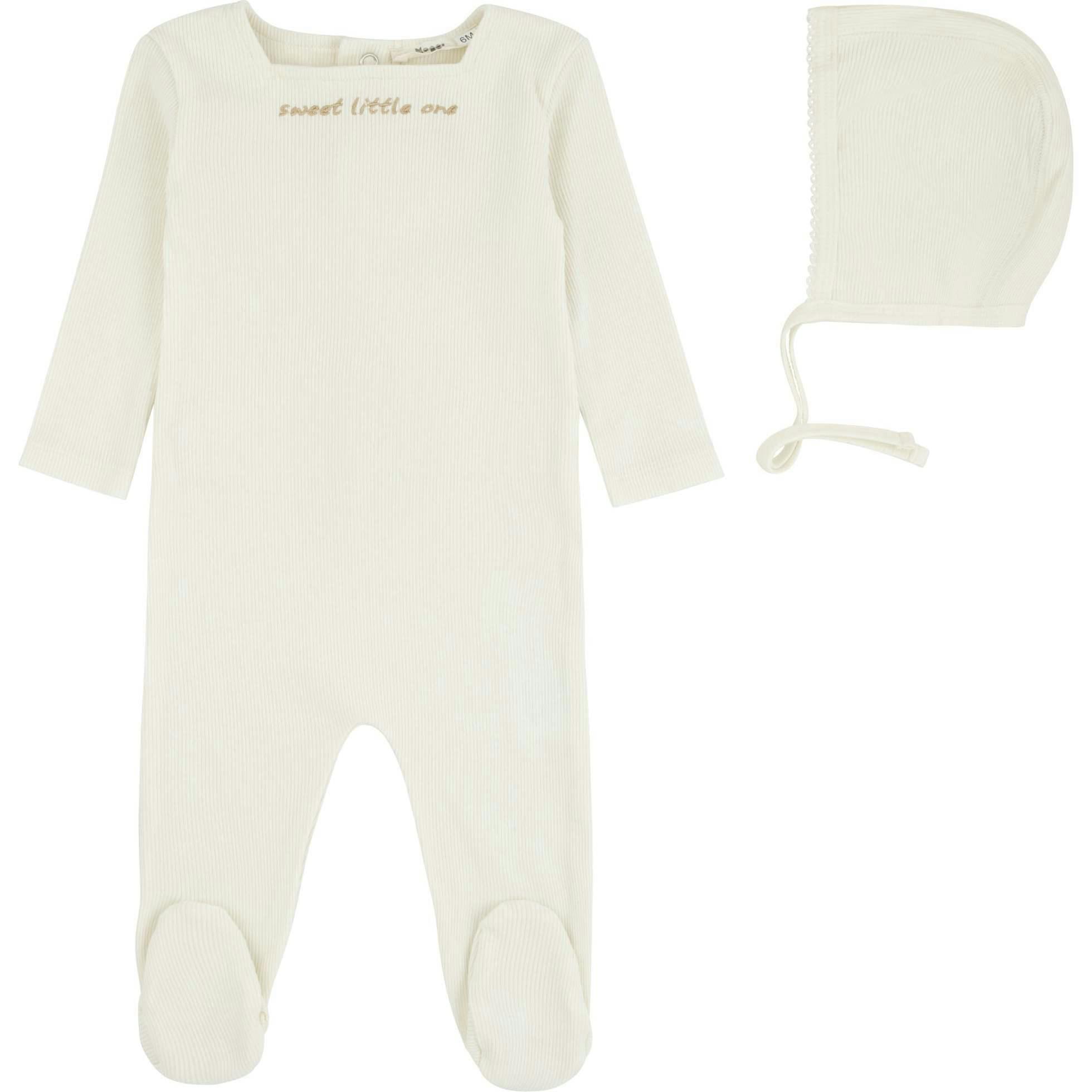 Sweet Little One Footie And Bonnet, Ivory