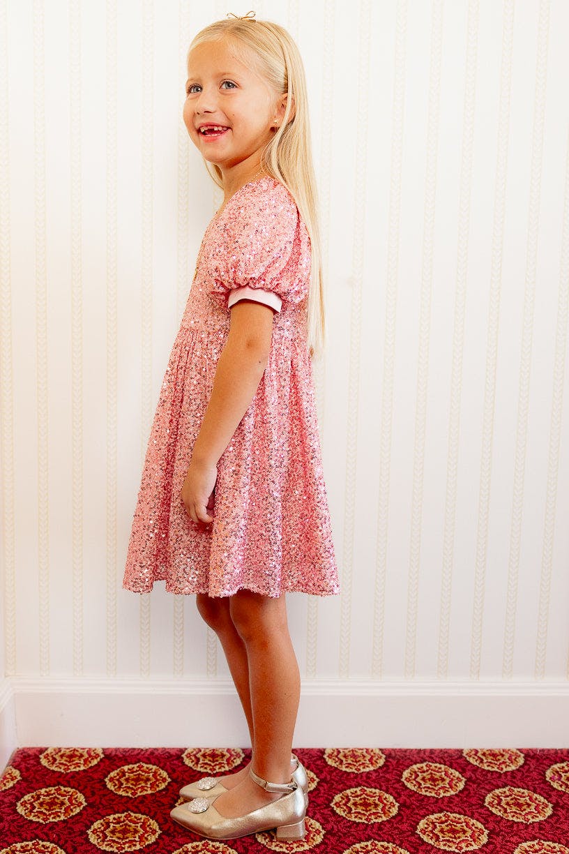 Mini Marisol Dress in Pink Sequin