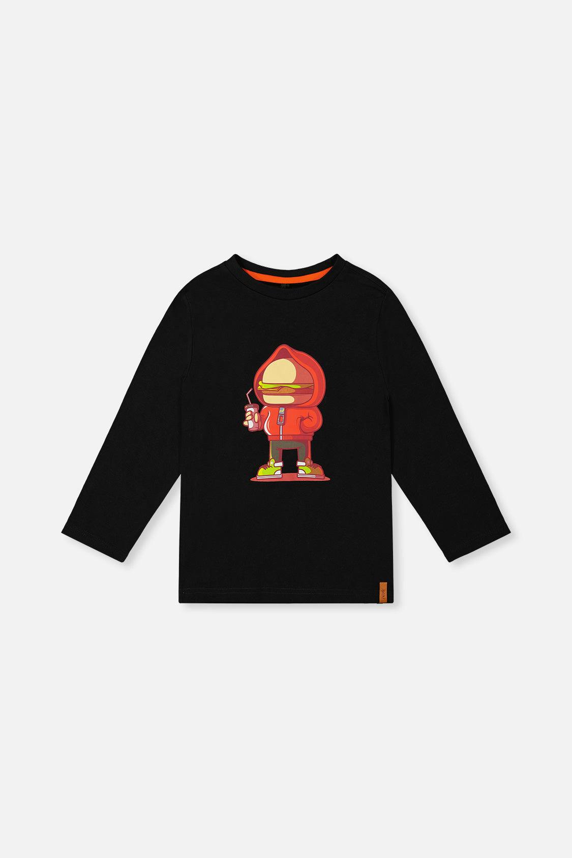 Long Sleeve Organic Cotton T-Shirt Black and Red