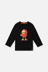 Long Sleeve Organic Cotton T-Shirt Black and Red
