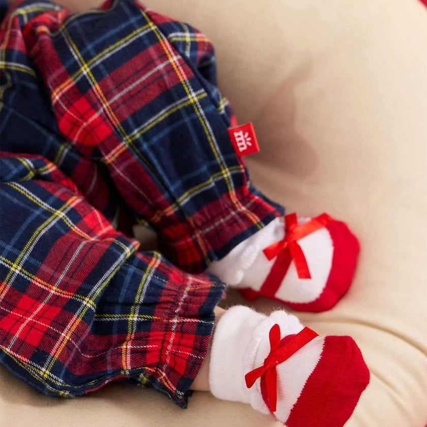 Magnetic Ruffle Romper HOLIDAY PLAID
