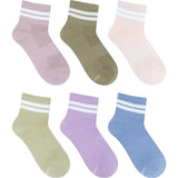 Nadia Striped 6-Pack Quarter Socks in Neutral for Toddlers and Kids
