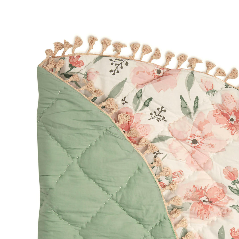 Parker Pink Floral Cotton Quilted Baby Play Mat