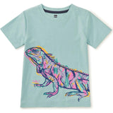Graffiti Iguana Double Sided Graphic Tee, Blue