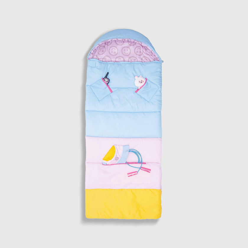 Sleep-N-Pack™ – Big Kid Size | Color Block Camp Collection: Pink Smile Face