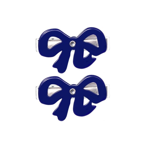 Bows Fancy Double Navy Hair Clips