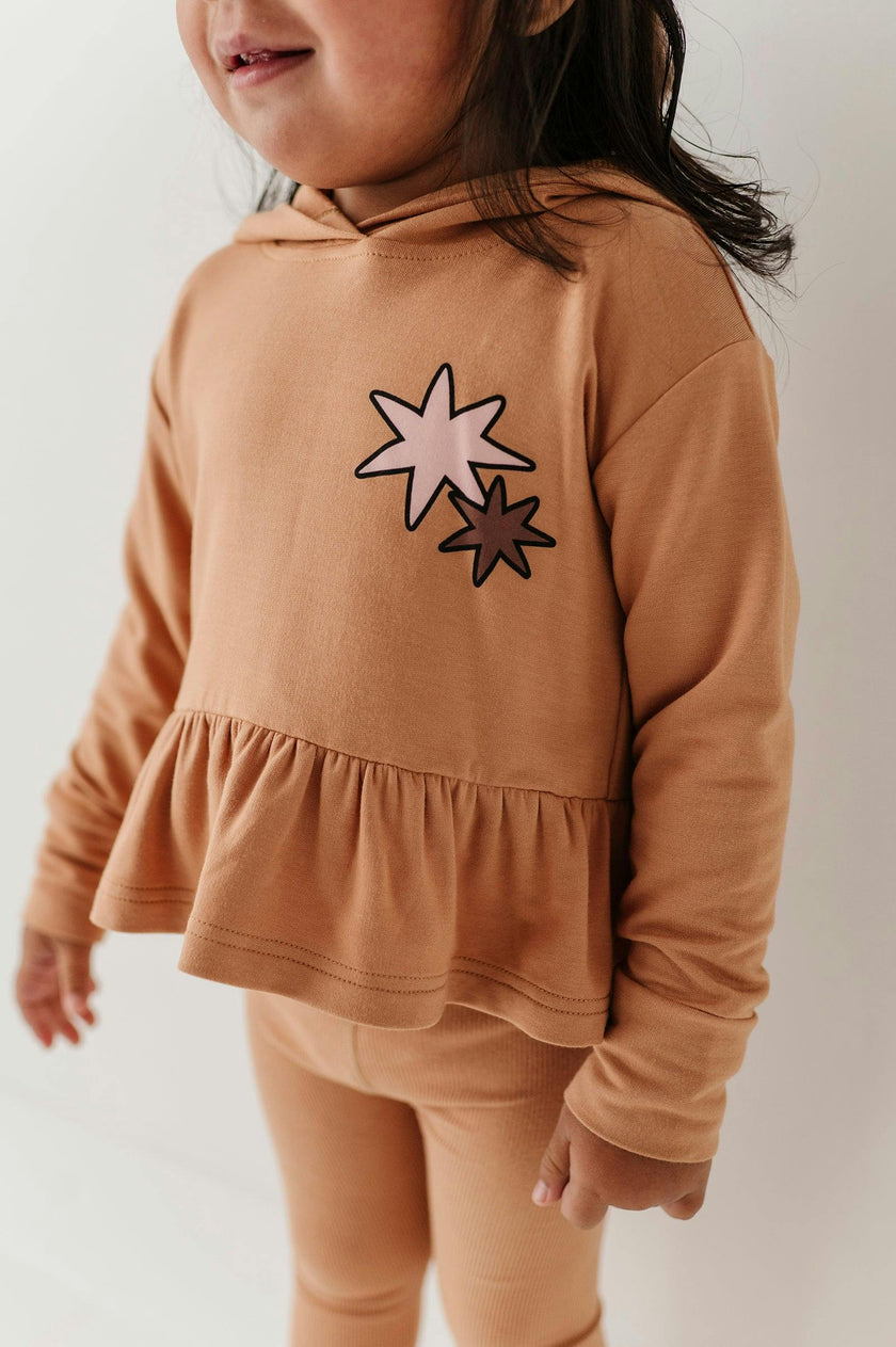 Girls Peplum Hoodie in Rose Elegance Bows