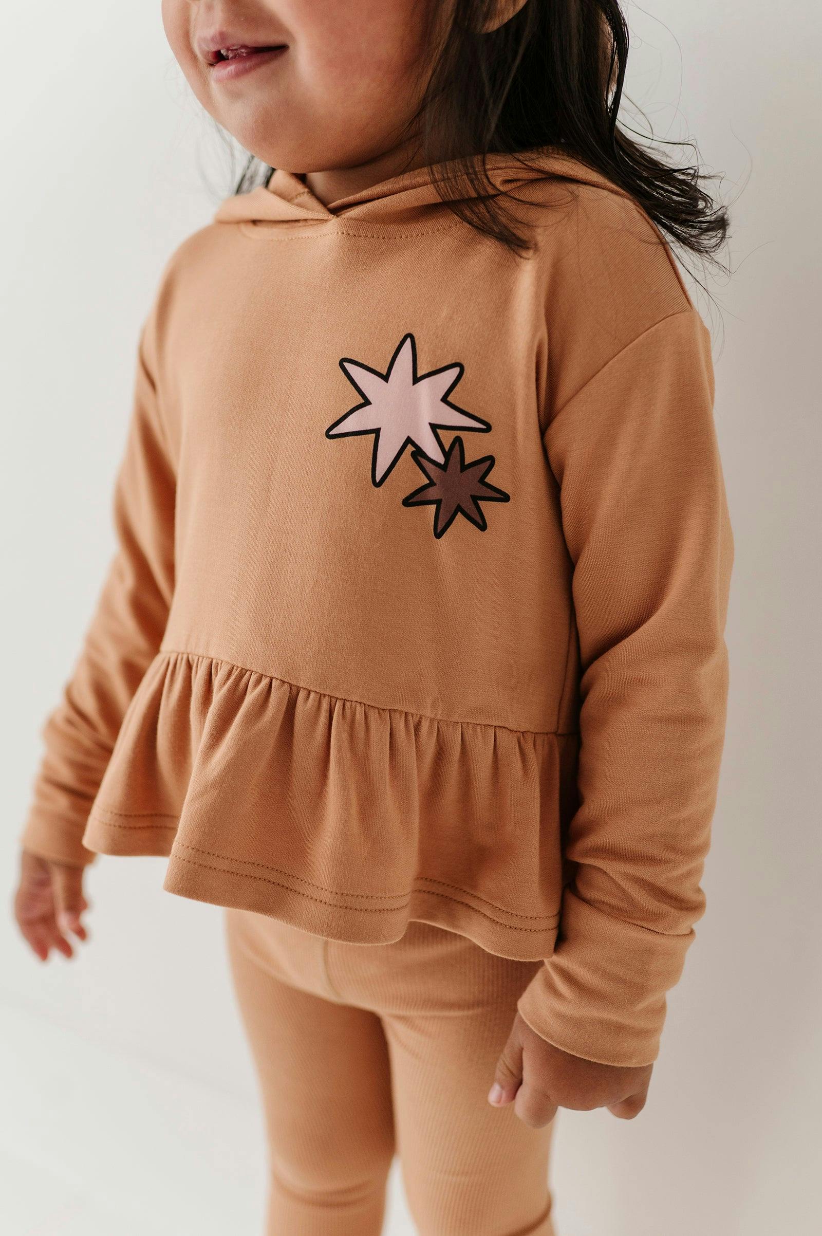 Girls Peplum Hoodie in Rose Elegance Bows