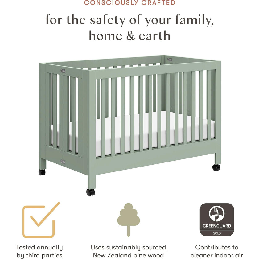 Maki Portable Folding Crib with Toddler Bed Conversion Kit