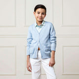 Organic Long Sleeve Tipped Cardigan Sweater, Blue