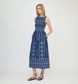 The Cosima Nap Dress - Navy Diamond Batik
