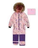 Kids One Piece Play Snowsuit Pink Mini Flower Print