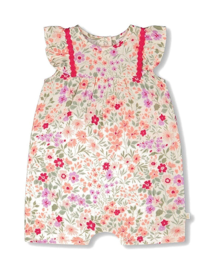 Romper Off White Printed Flowers