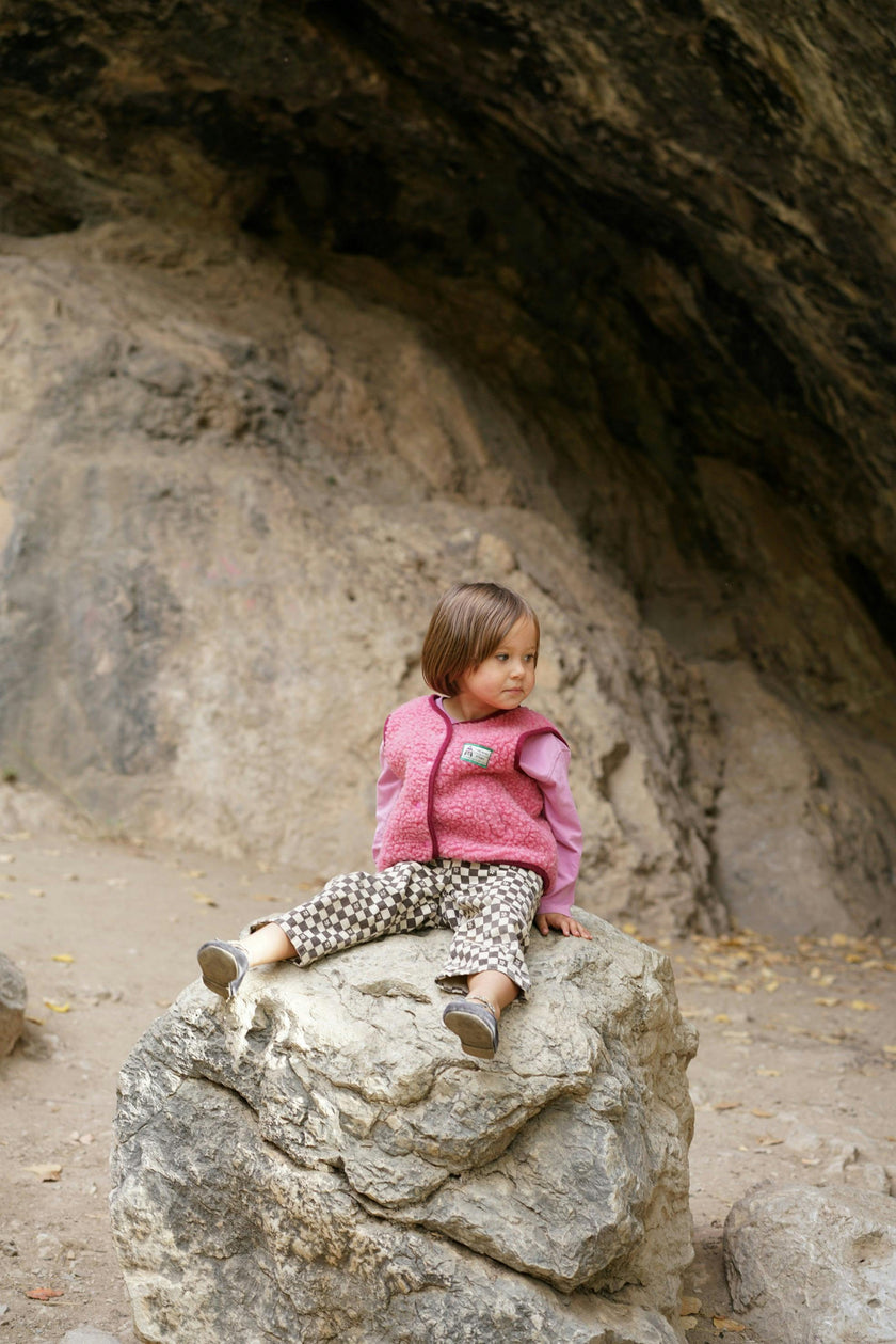 children's merino wool vest - dusty pink