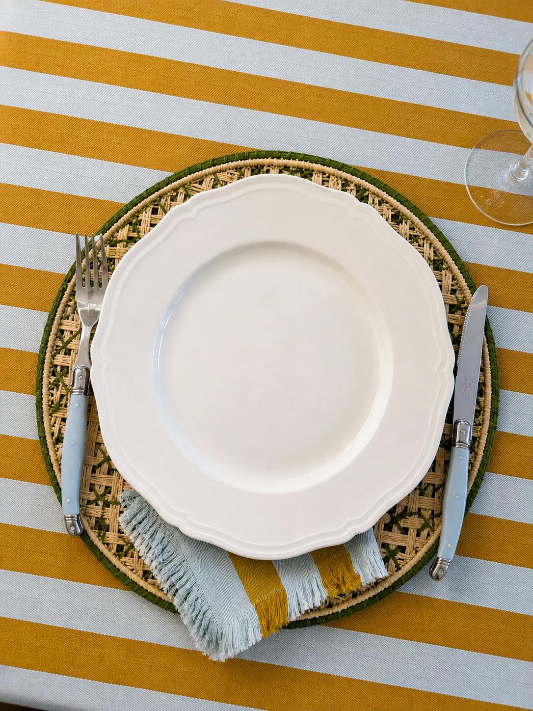 Lido Stripe Tablecloth in Sole