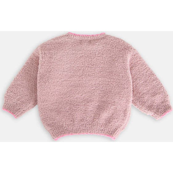 Baby Girls Fuzzy Boxy Contrast Trim Sweater