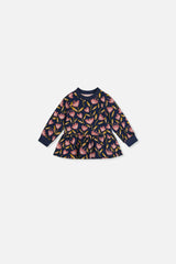 Baby French Terry Top Blue Tulip Print