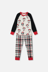 Organic Cotton Printed Dogs Two Piece Pajama Set Oatmeal Mix