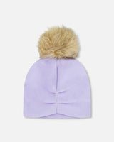 Stretch Jersey Hat Purple With Pompom