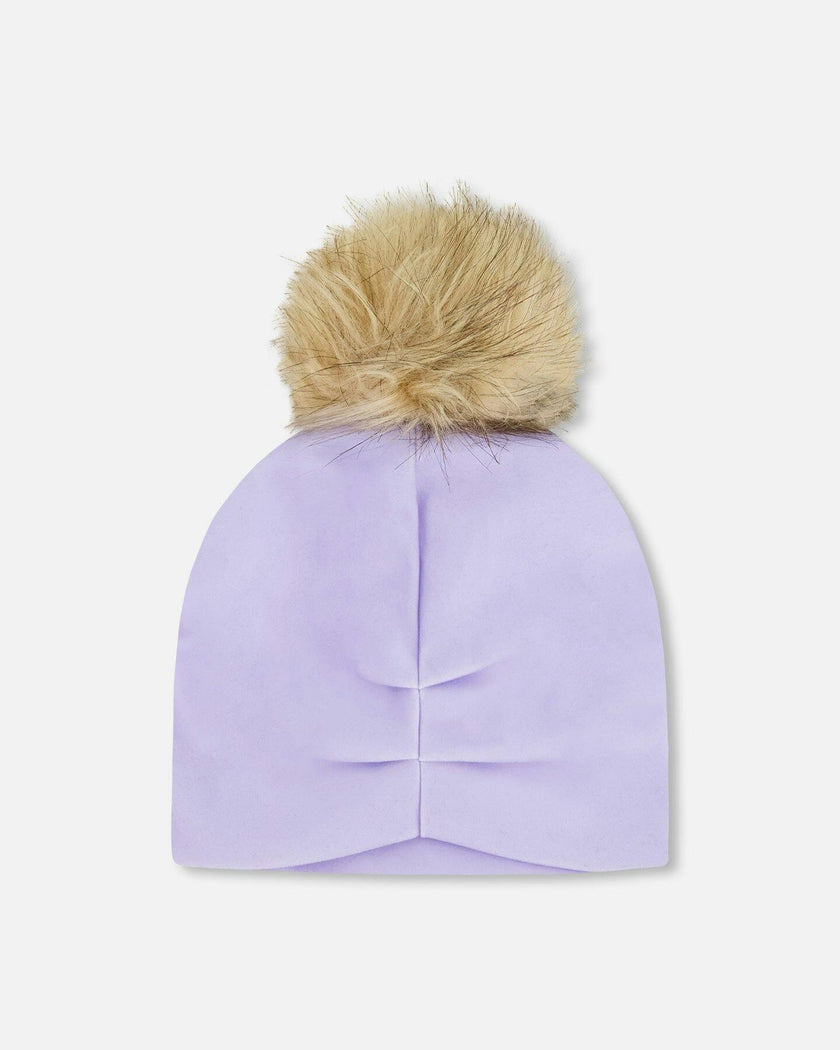 Stretch Jersey Hat Purple With Pompom