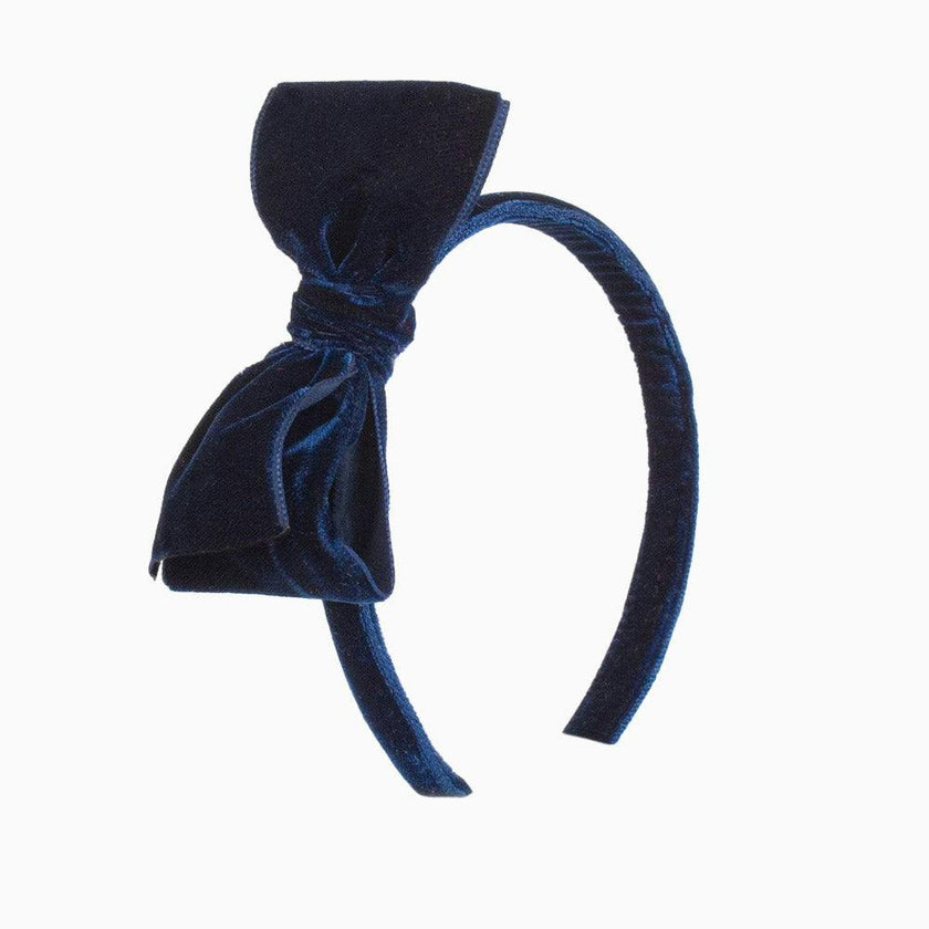 Velvet Big Bow Alice Band in Navy