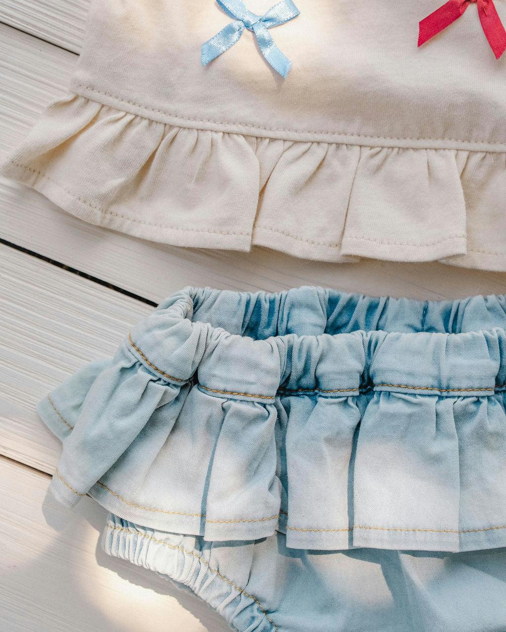 Ruffle Bloomer Set in Denim