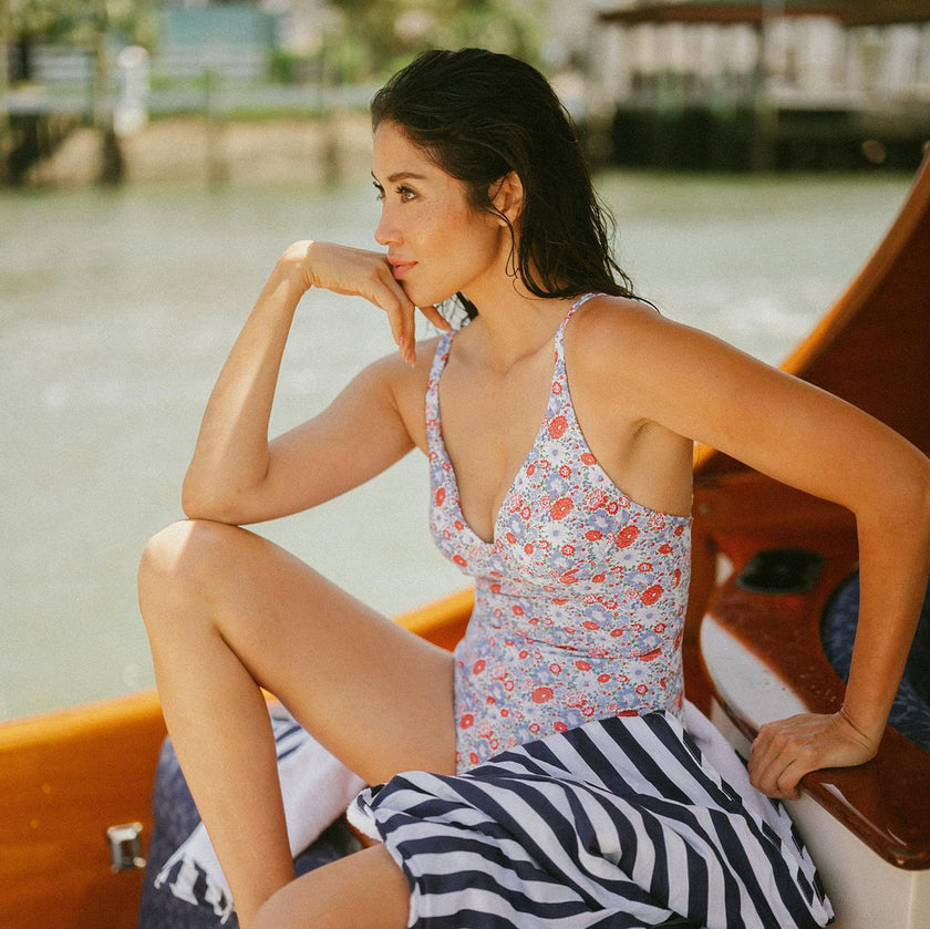 women's americana blossom v-neck one piece