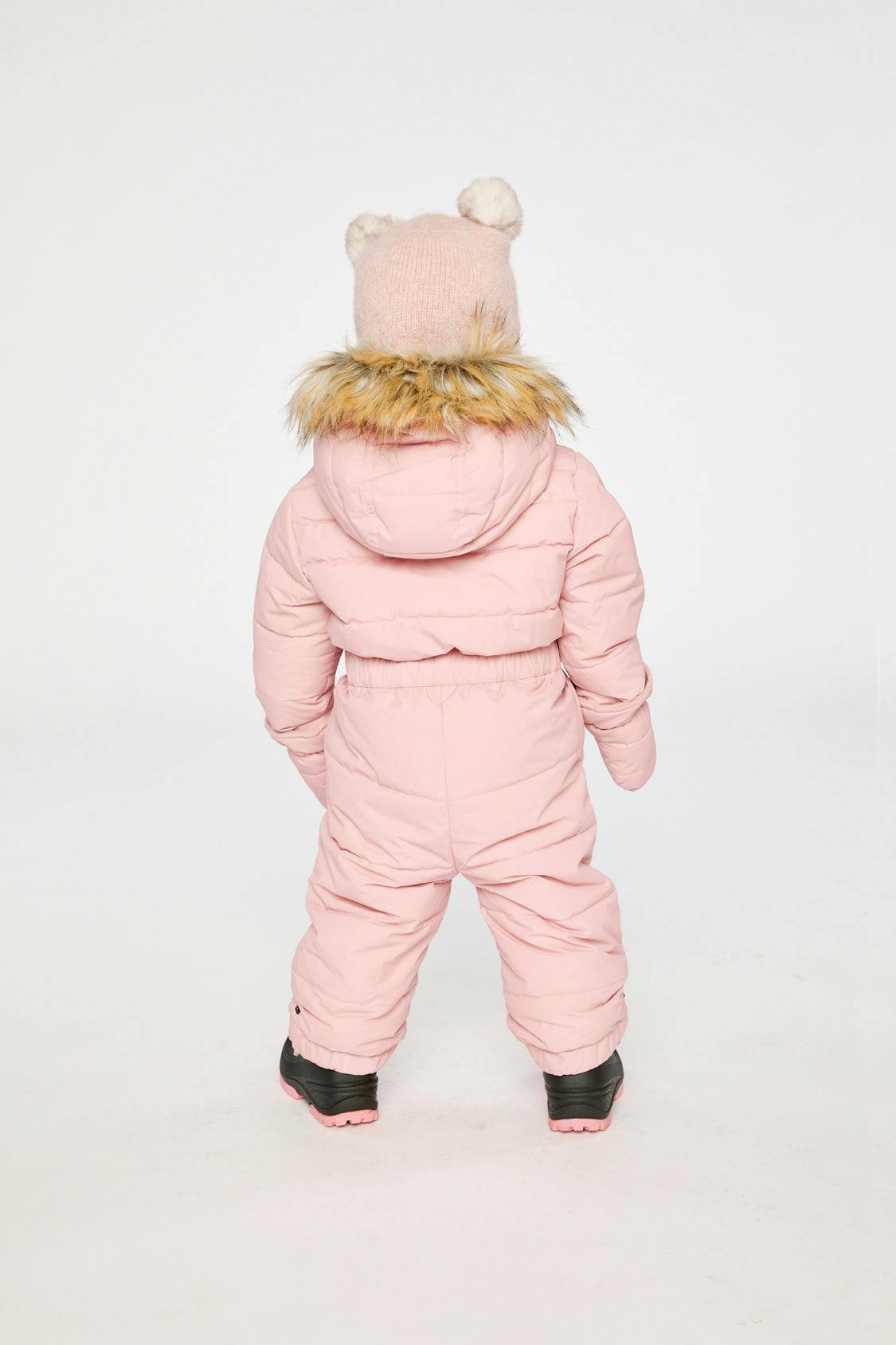 Baby Original One Piece Puffy Snowsuit With Removable Mittens And Boots Pale Dusty Pink